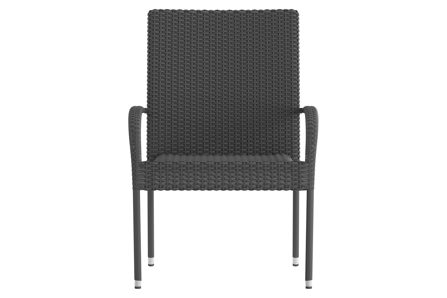 BLNK Maxim Stackable Indoor-Outdoor Wicker Dining Chairs with Arms Set of 2 - Gray