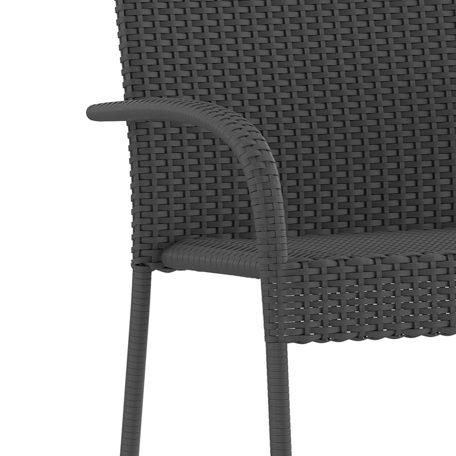 BLNK Maxim Stackable Indoor-Outdoor Wicker Dining Chairs with Arms Set of 2 - Gray