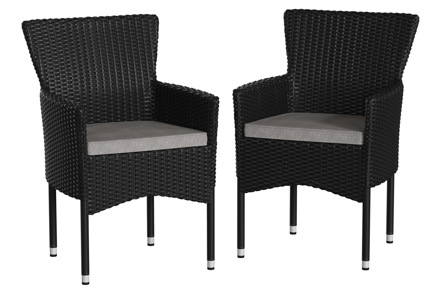 BLNK Maxim Modern Wicker Patio Arm Chairs Set of 2 - Black/Gray