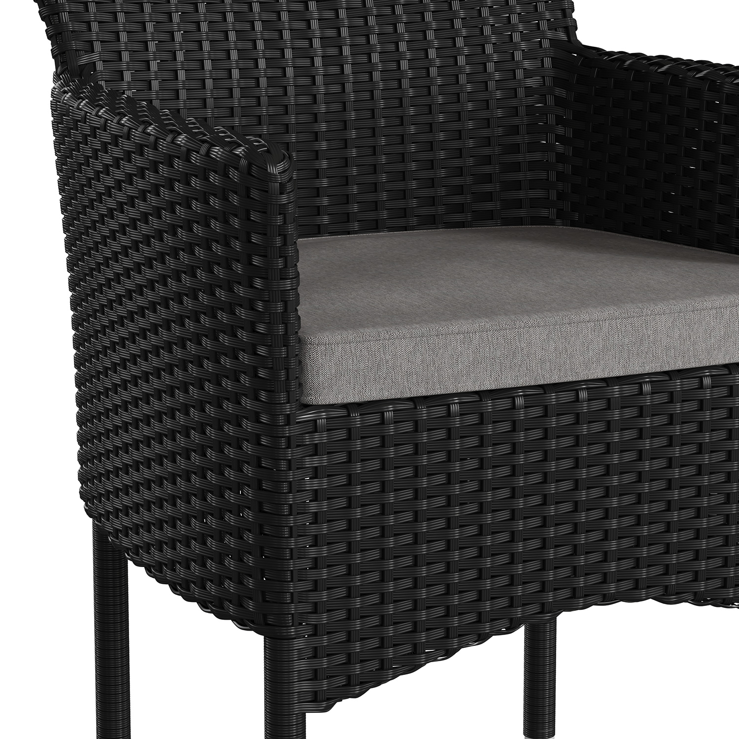 BLNK Maxim Modern Wicker Patio Arm Chairs Set of 2 - Black/Gray