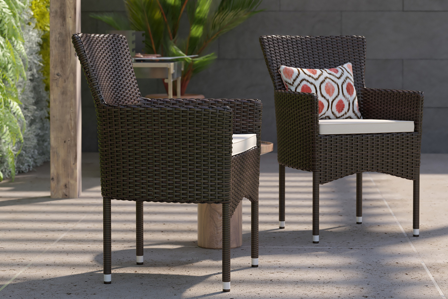 BLNK Maxim Modern Wicker Patio Arm Chairs Set of 2