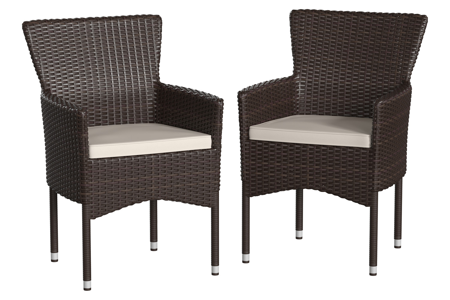 BLNK Maxim Modern Wicker Patio Arm Chairs Set of 2 - Espresso/Cream