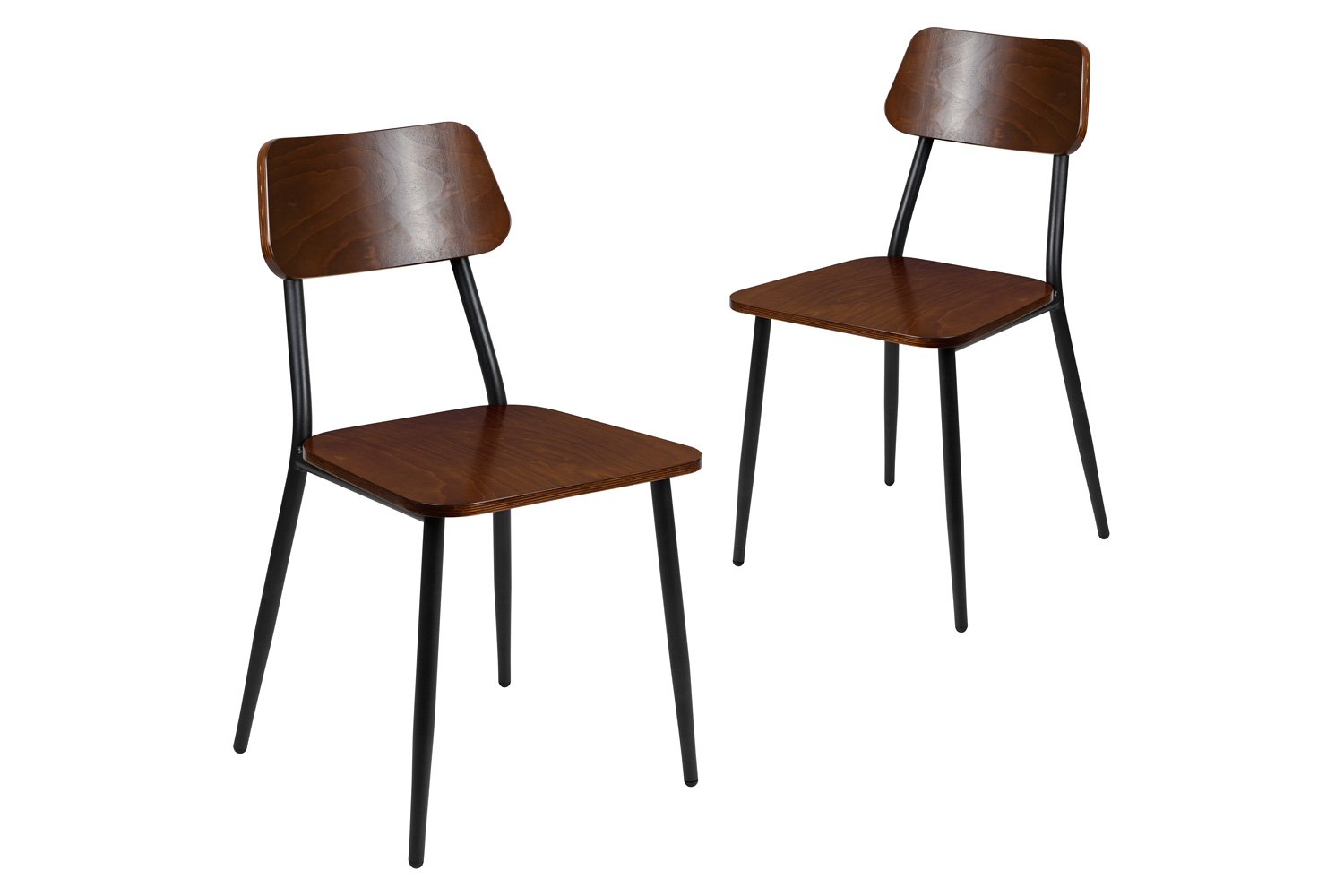 BLNK - Lincoln Collection Stackable Industrial Dining Chair with Gunmetal Steel Frame and Rustic Wood Seat Set of 2