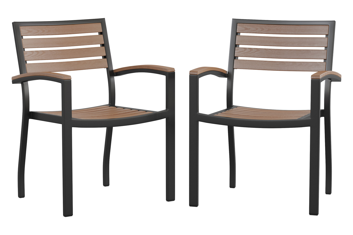 BLNK Lark Commercial Outdoor Black Aluminum Stackable Faux Side Patio Chairs Set of 2