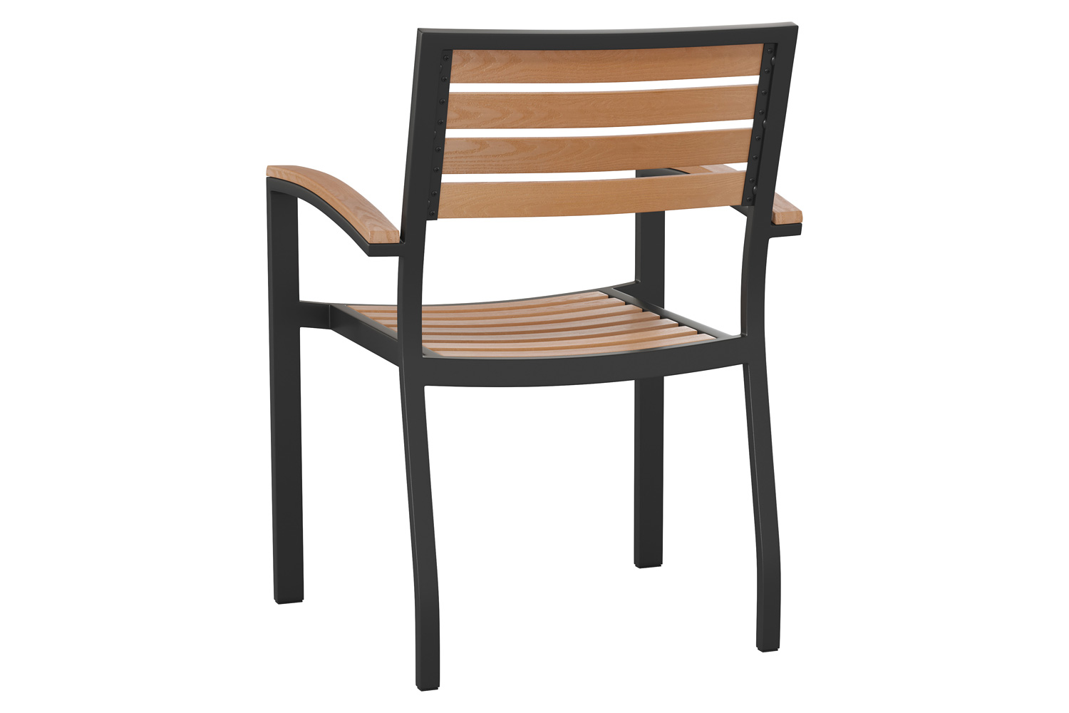 BLNK Lark Commercial Outdoor Black Aluminum Stackable Faux Side Patio Chairs Set of 2 - Teak