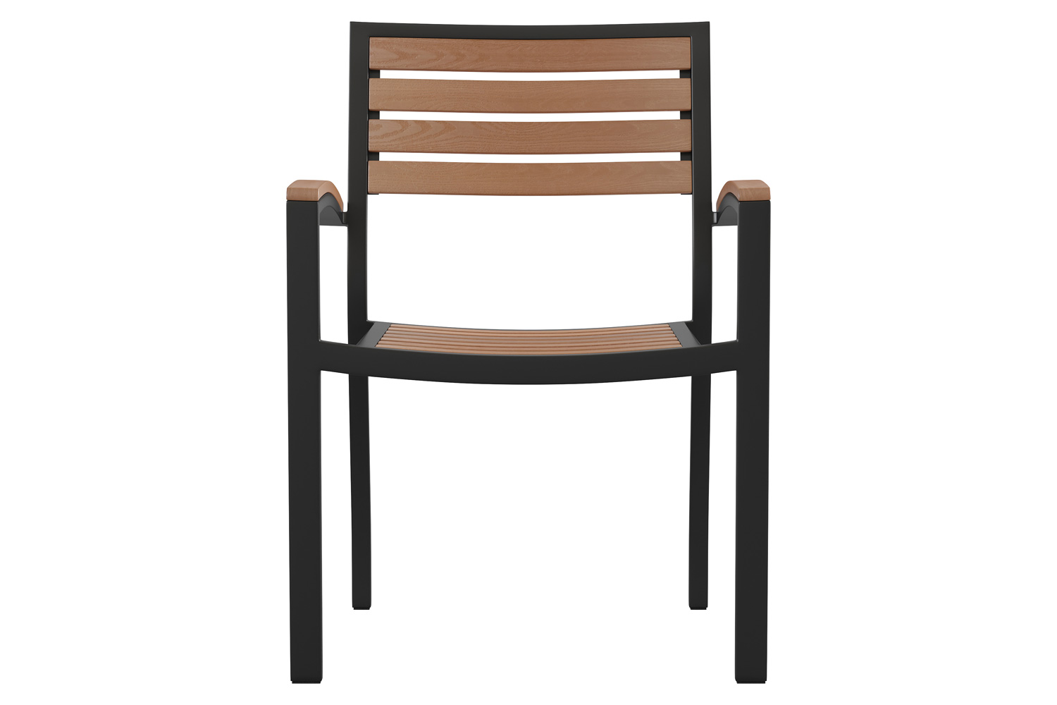 BLNK Lark Commercial Outdoor Black Aluminum Stackable Faux Side Patio Chairs Set of 2 - Teak