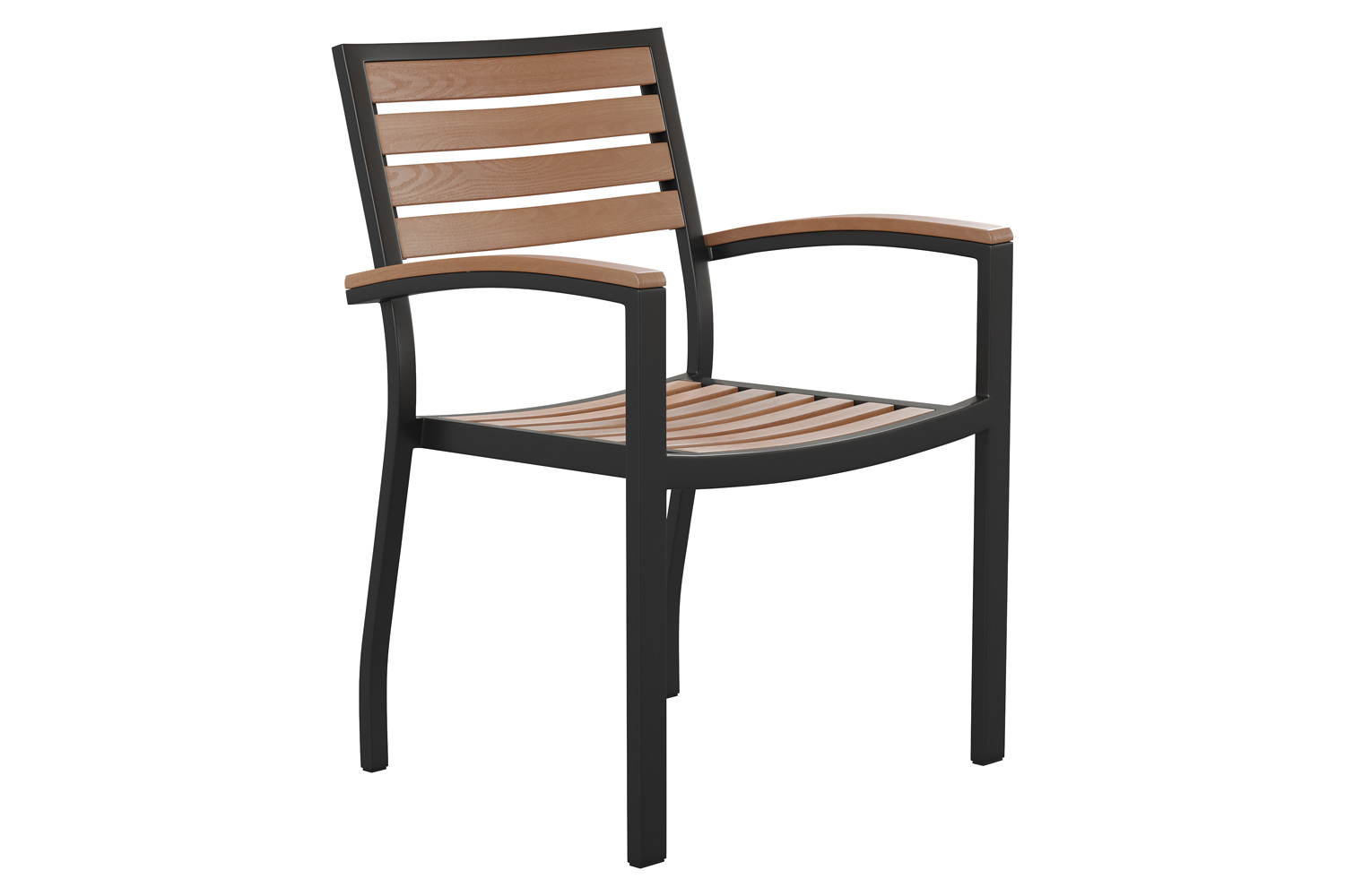 BLNK Lark Commercial Outdoor Black Aluminum Stackable Faux Side Patio Chairs Set of 2 - Teak