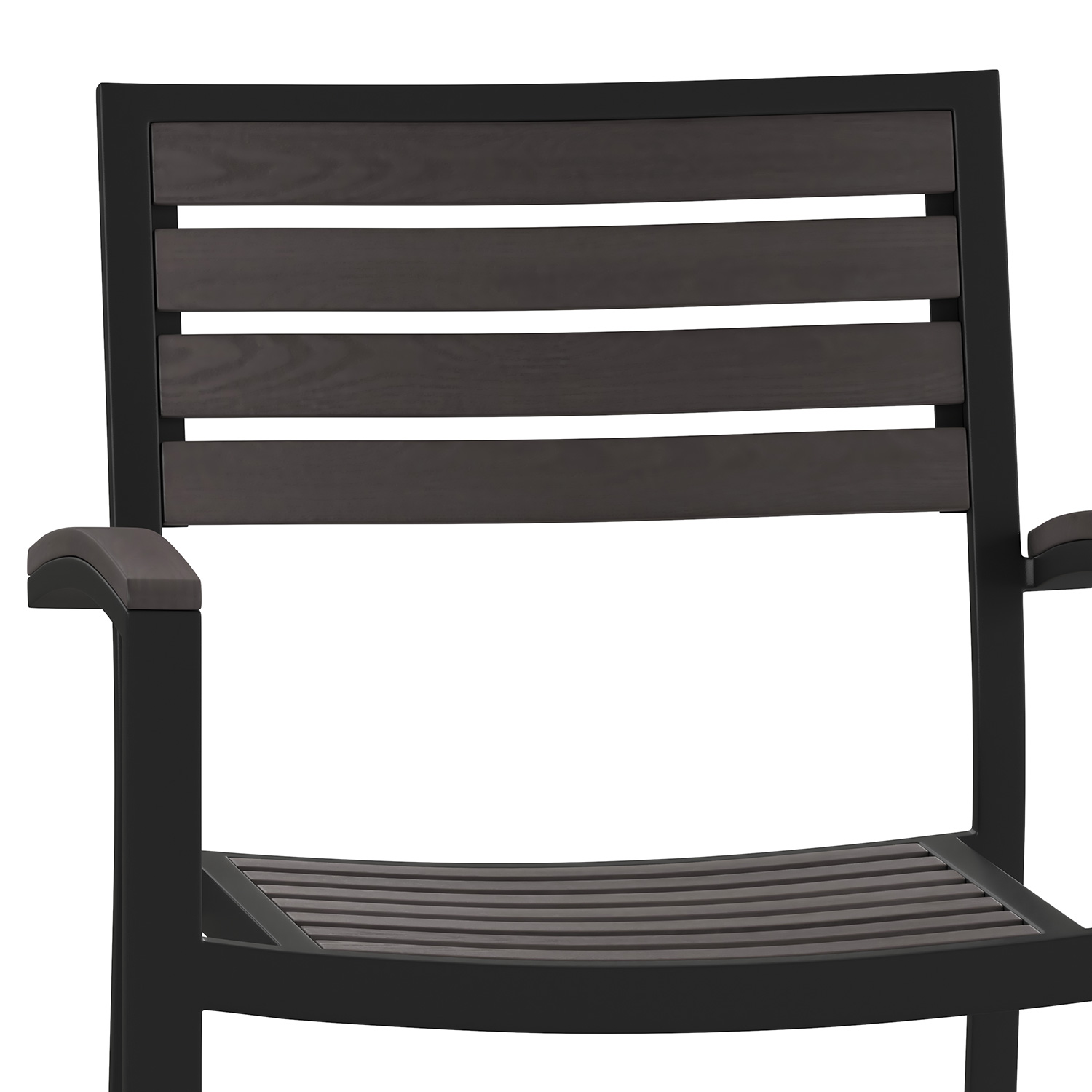 BLNK Lark Commercial Outdoor Black Aluminum Stackable Faux Side Patio Chairs Set of 2 - Gray Wash