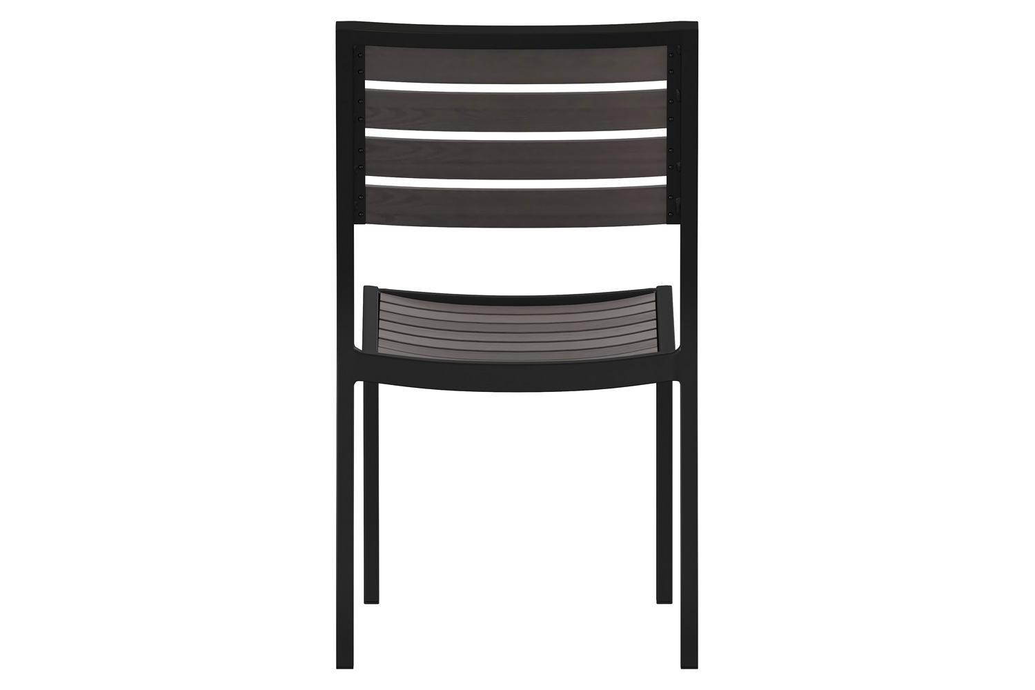 BLNK - Lark Outdoor Black Aluminum Stackable Faux Teak Side Chair Set of 2