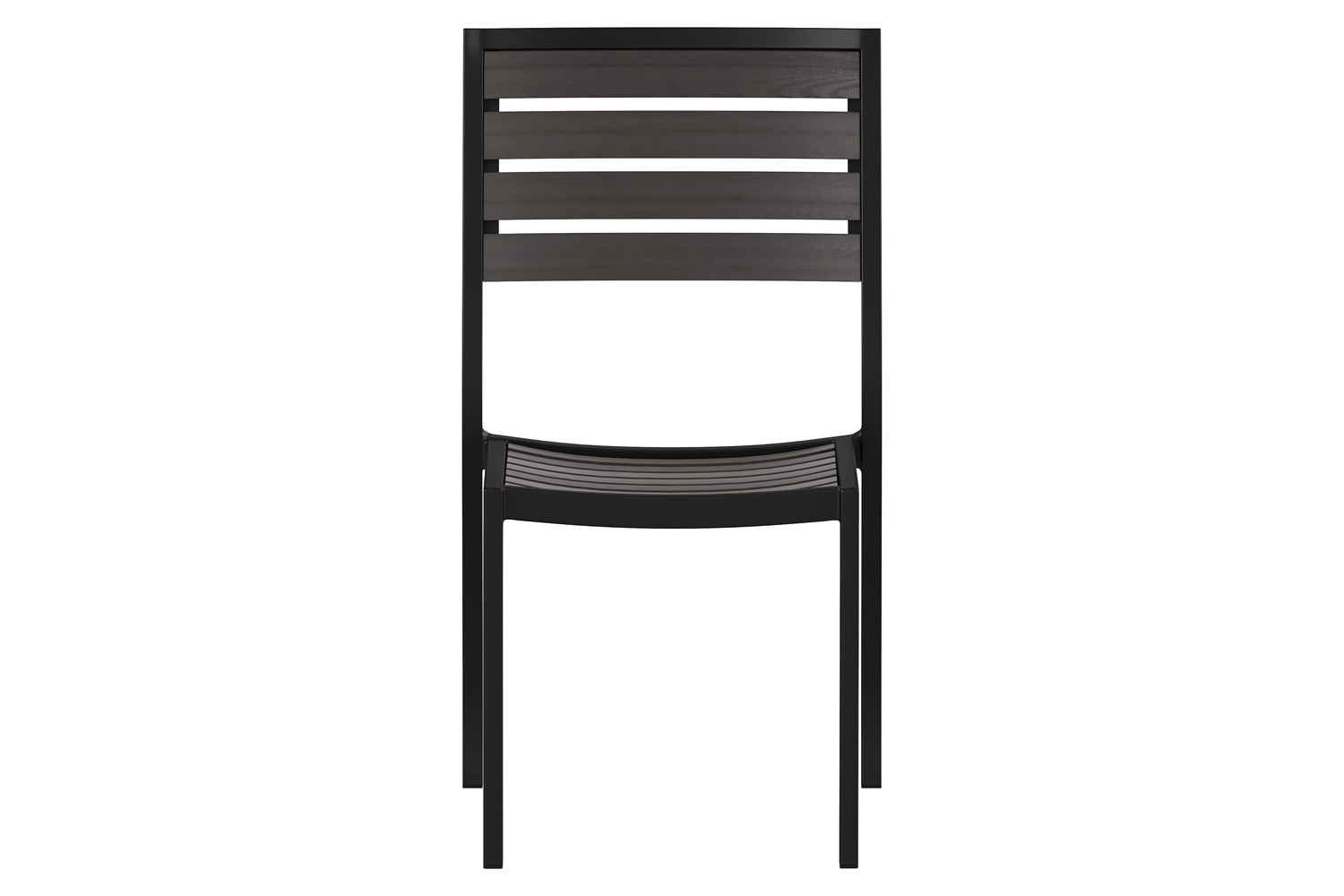 BLNK - Lark Outdoor Black Aluminum Stackable Faux Teak Side Chair Set of 2