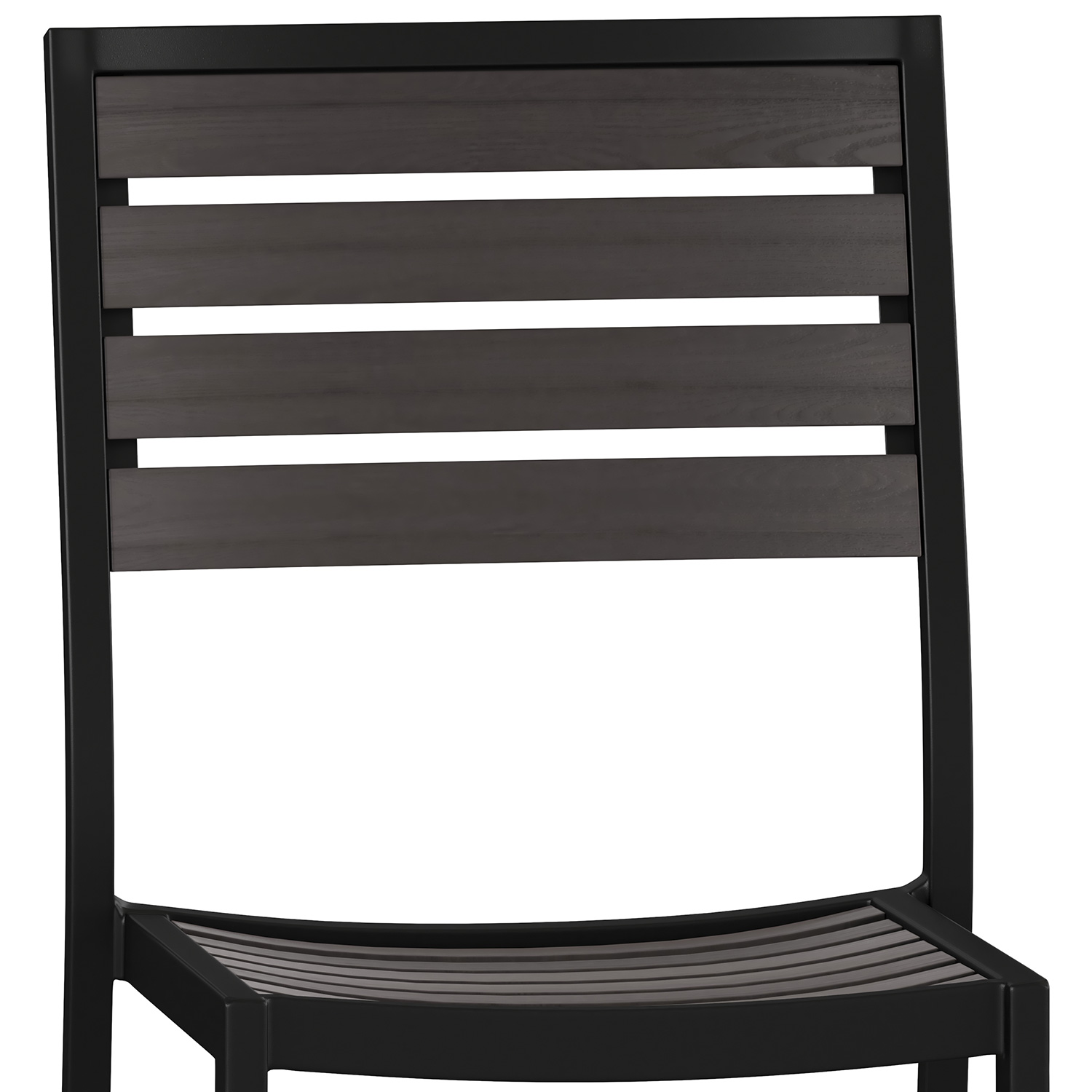 BLNK - Lark Outdoor Black Aluminum Stackable Faux Teak Side Chair Set of 2