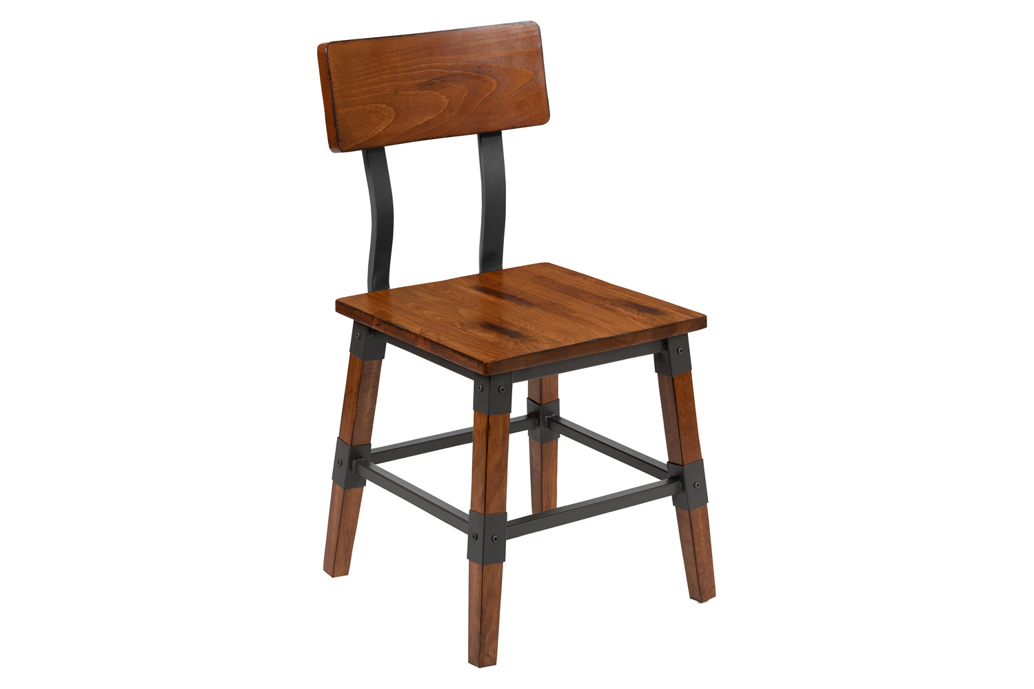 BLNK - Jackson Wood Rustic Antique Walnut Industrial Dining Chair 2 Pack