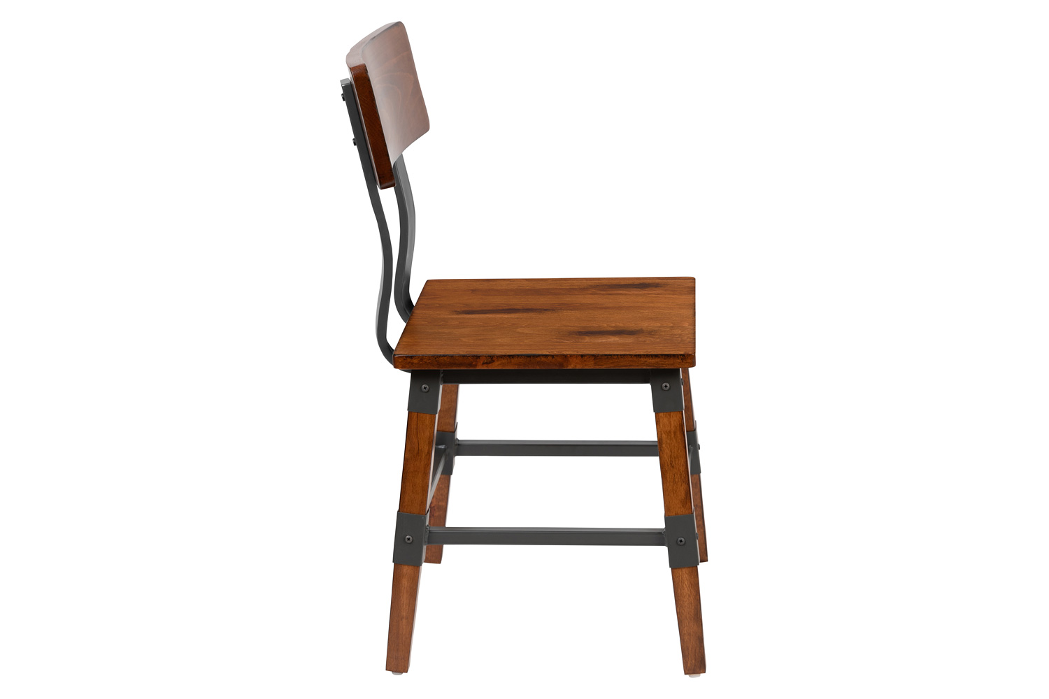 BLNK - Jackson Wood Rustic Antique Walnut Industrial Dining Chair 2 Pack