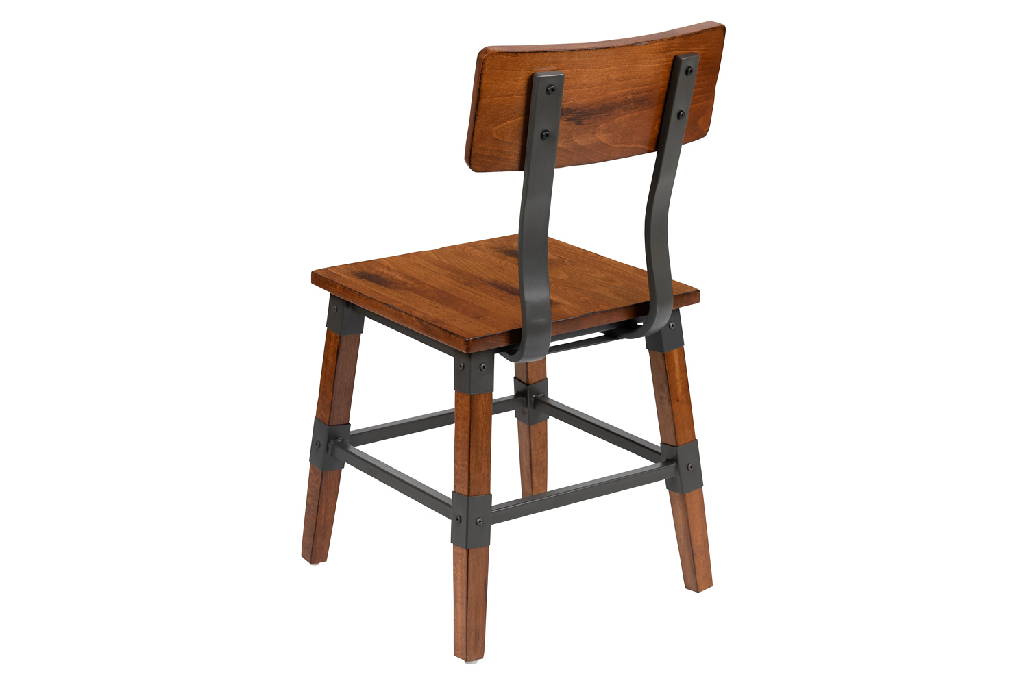 BLNK - Jackson Wood Rustic Antique Walnut Industrial Dining Chair 2 Pack