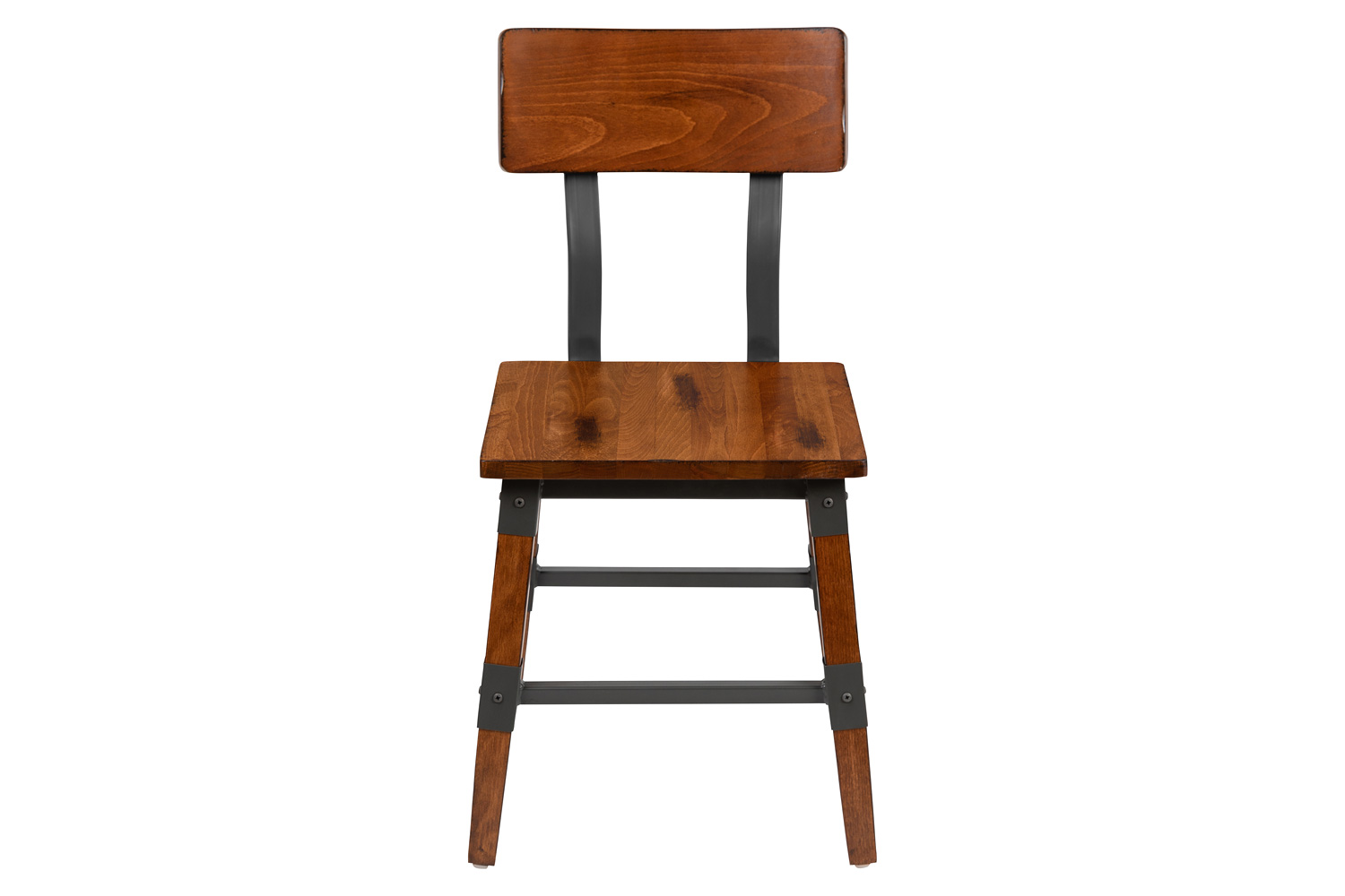 BLNK - Jackson Wood Rustic Antique Walnut Industrial Dining Chair 2 Pack