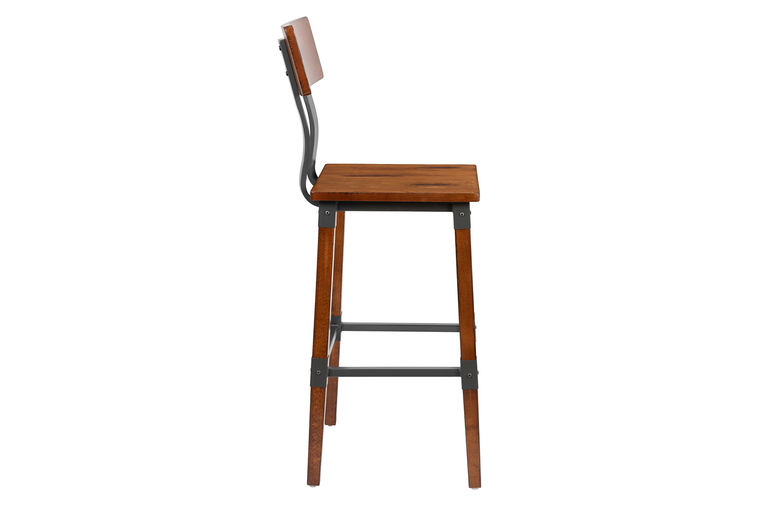 BLNK - Jackson Rustic Antique Walnut Industrial Wood Dining Bar Stool 2 Pack