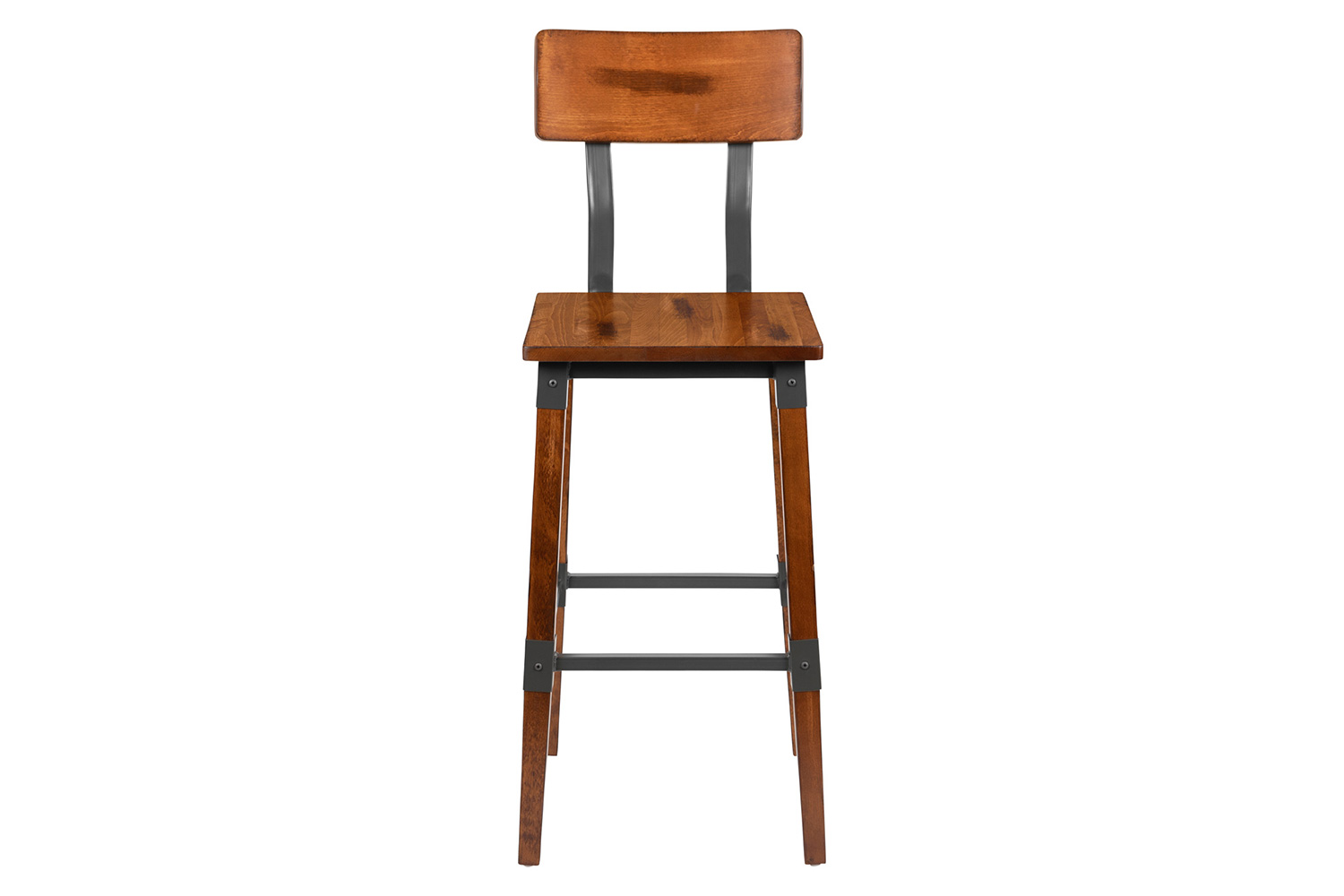 BLNK - Jackson Rustic Antique Walnut Industrial Wood Dining Bar Stool 2 Pack