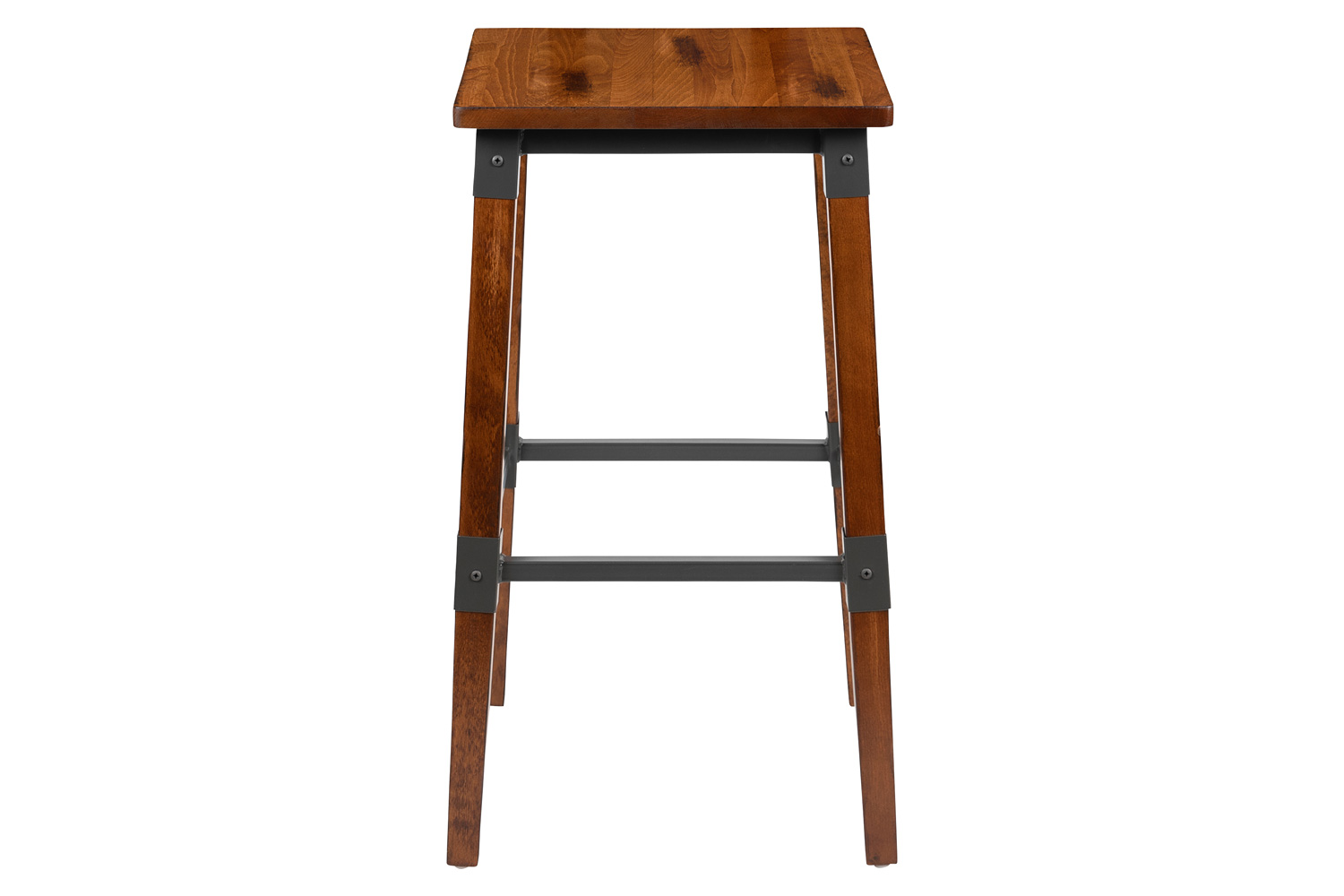 BLNK - Jackson Wood Rustic Antique Walnut Industrial Dining Backless Bar Stool 2 Pack