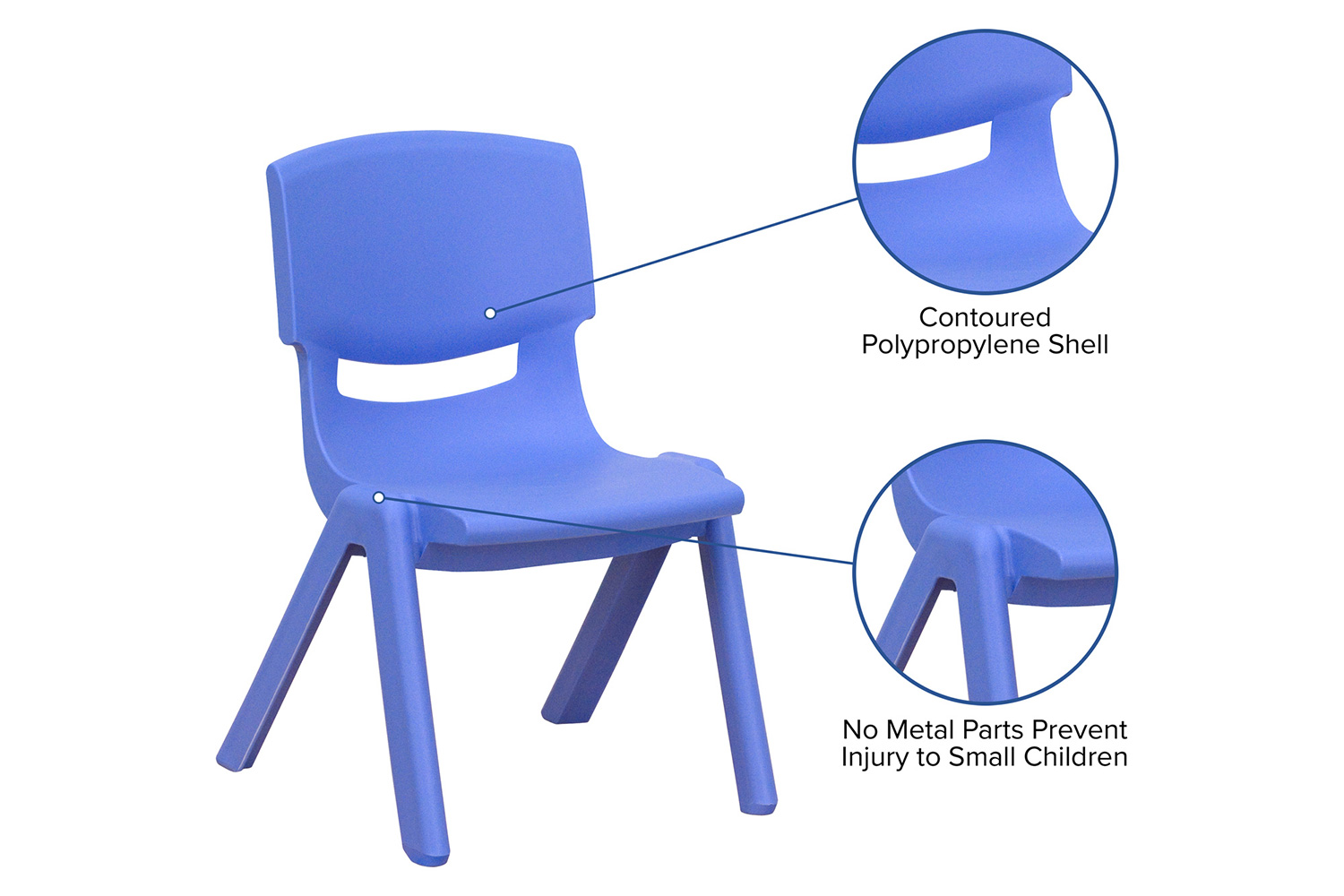 BLNK™ Whitney Plastic Stackable School Chair 2 Pack - Blue, 12"H Seat