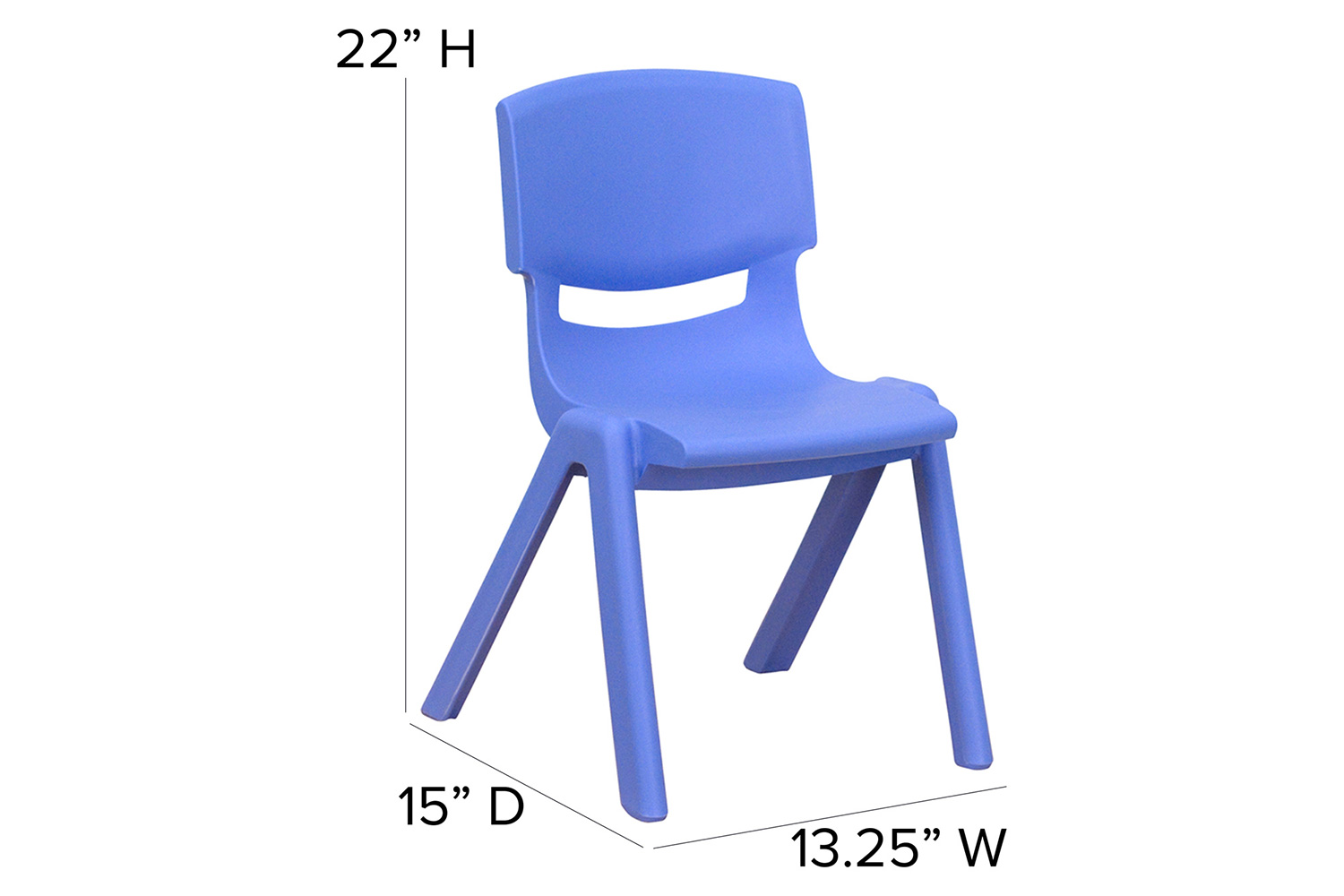 BLNK™ Whitney Plastic Stackable School Chair 2 Pack - Blue, 12"H Seat