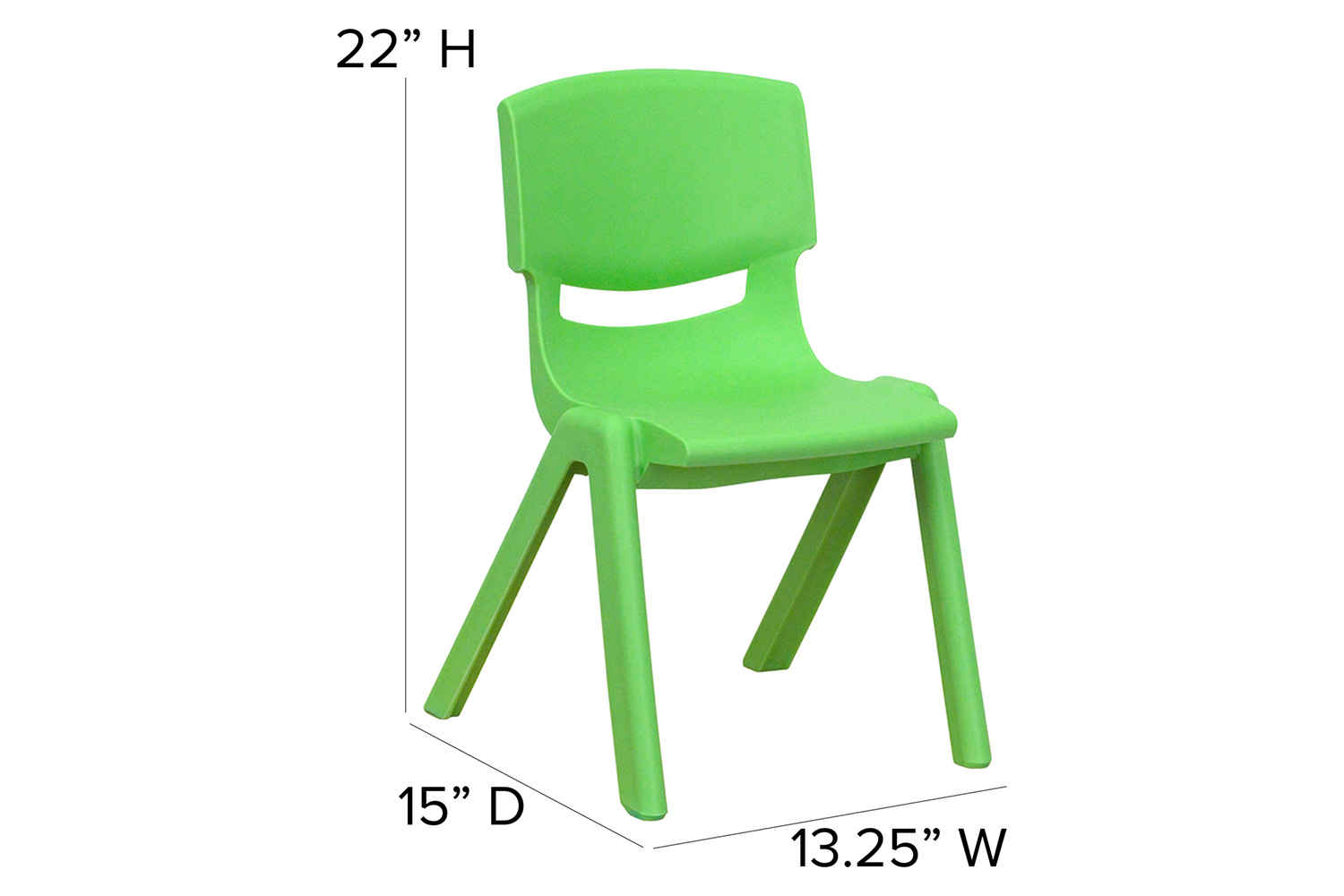 BLNK™ Whitney Plastic Stackable School Chair 2 Pack - Green, 12"H Seat