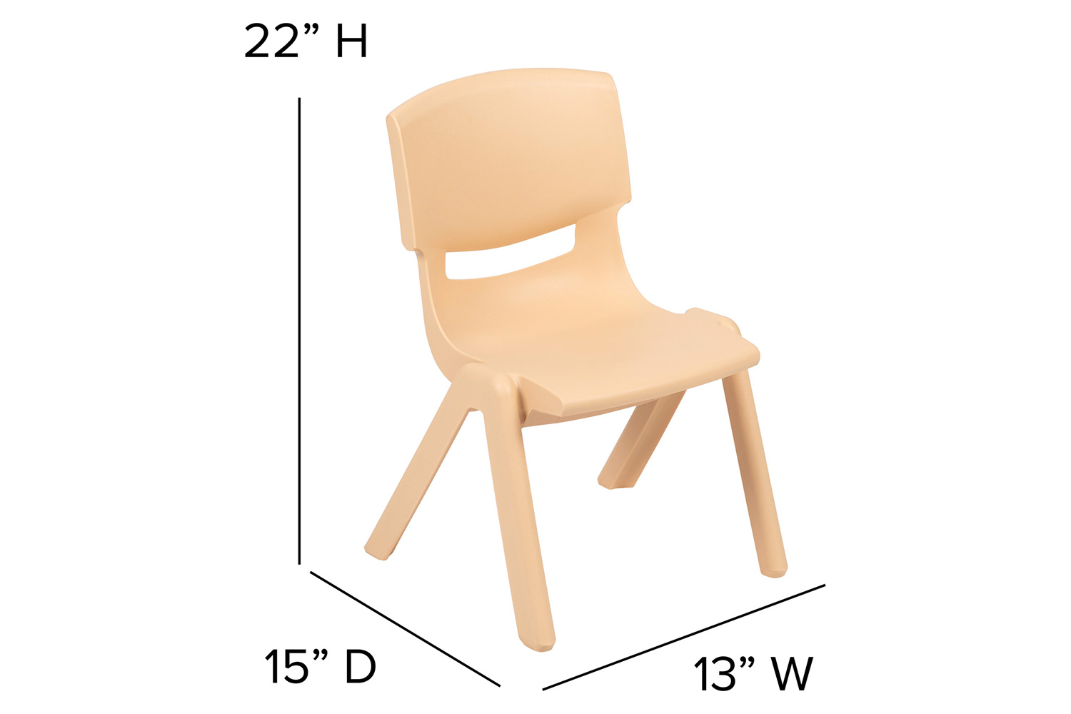 BLNK™ Whitney Plastic Stackable School Chair 2 Pack - Natural, 12"H Seat