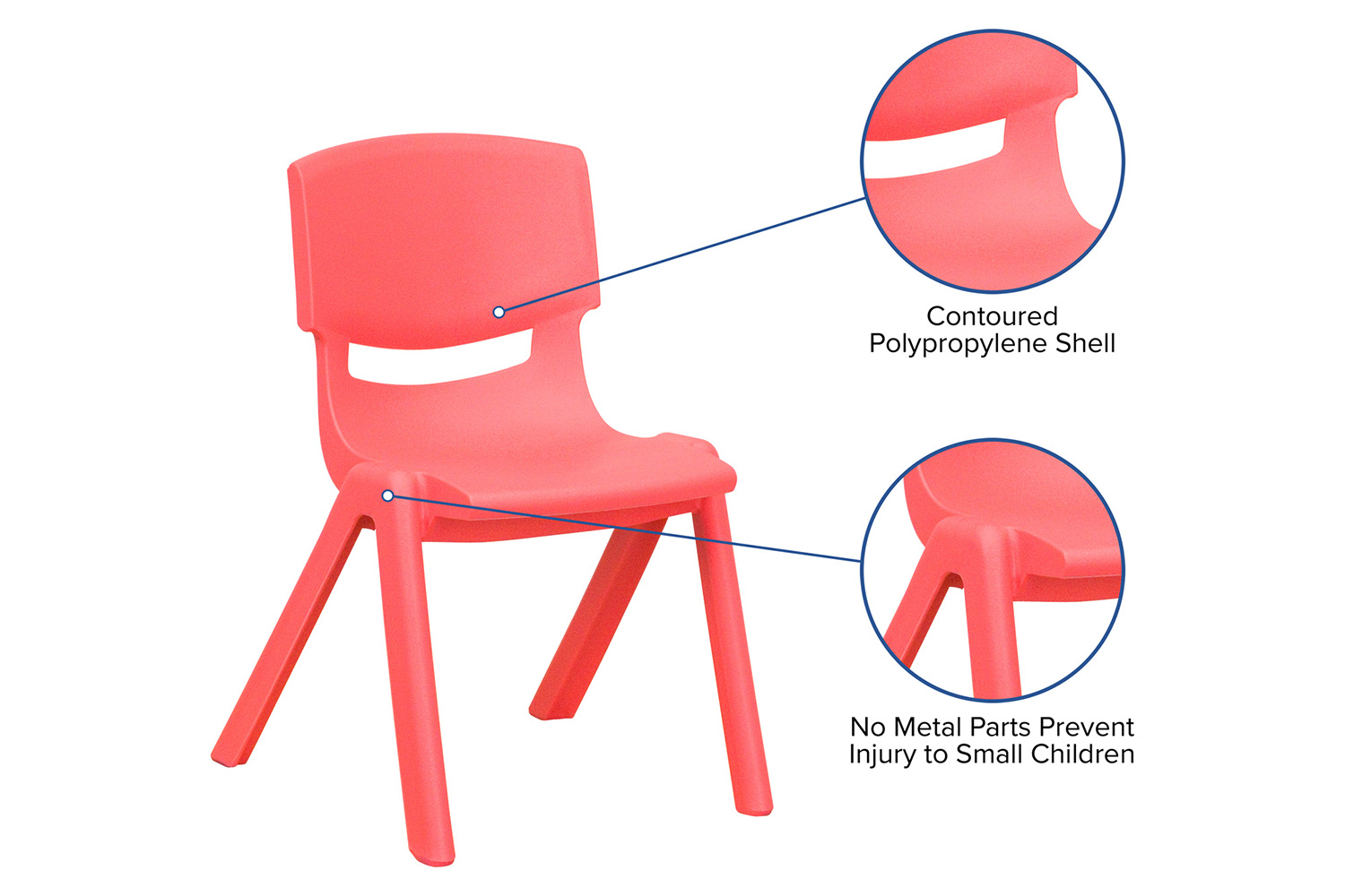 BLNK™ Whitney Plastic Stackable School Chair 2 Pack - Red, 12"H Seat