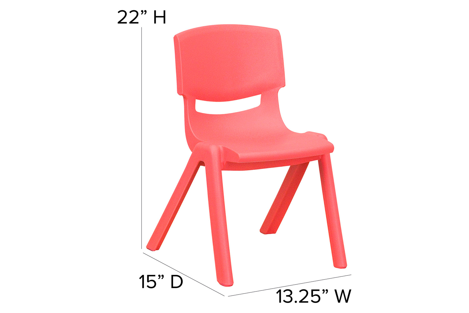 BLNK™ Whitney Plastic Stackable School Chair 2 Pack - Red, 12"H Seat