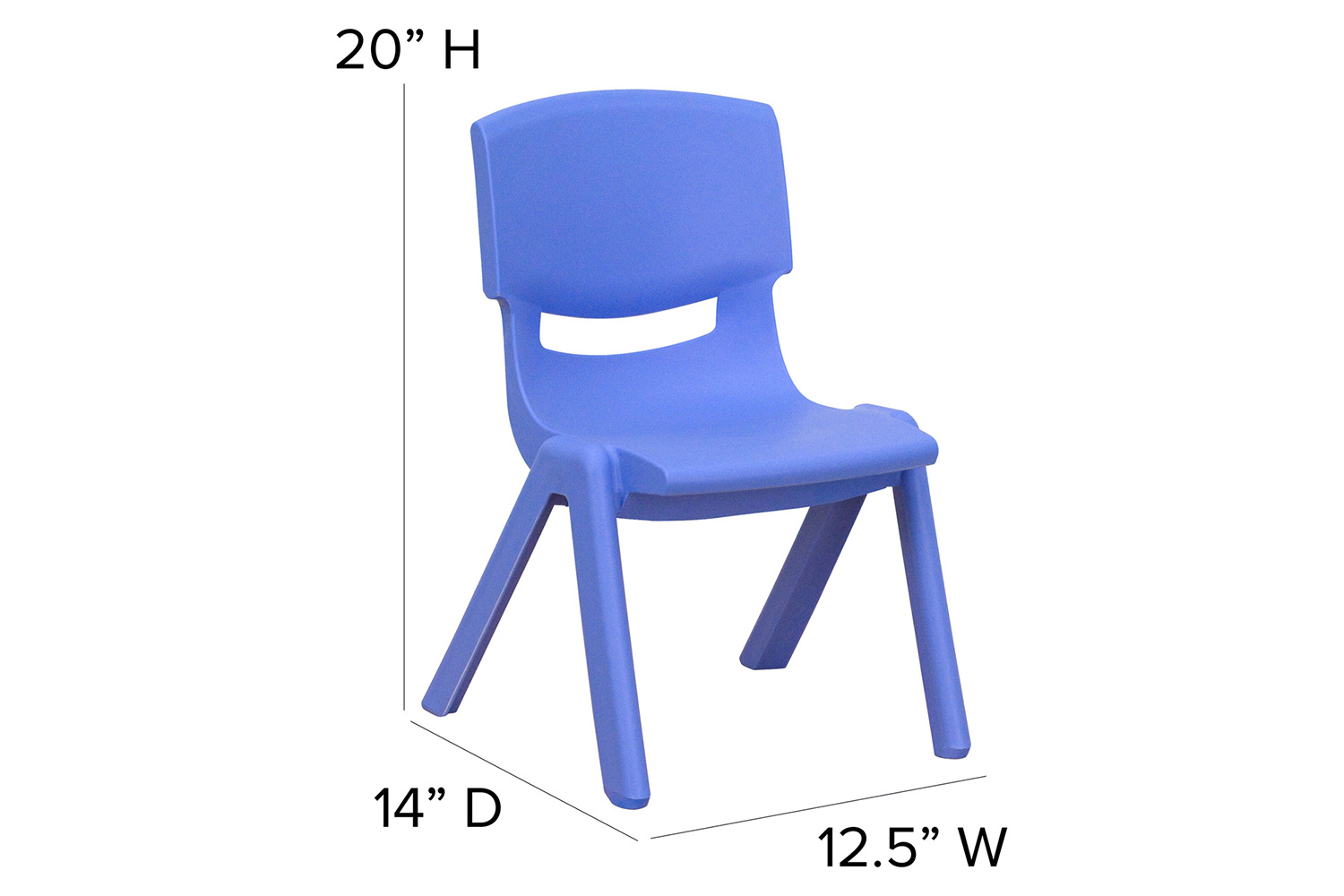 BLNK™ Whitney Plastic Stackable School Chair 2 Pack - Blue, 10.5"H Seat