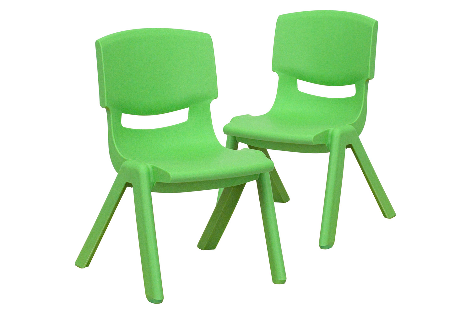 BLNK™ Whitney Plastic Stackable School Chair 2 Pack - Green, 10.5"H Seat