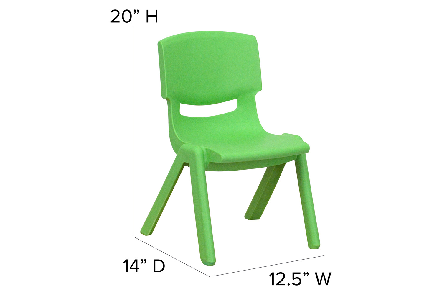 BLNK™ Whitney Plastic Stackable School Chair 2 Pack - Green, 10.5"H Seat