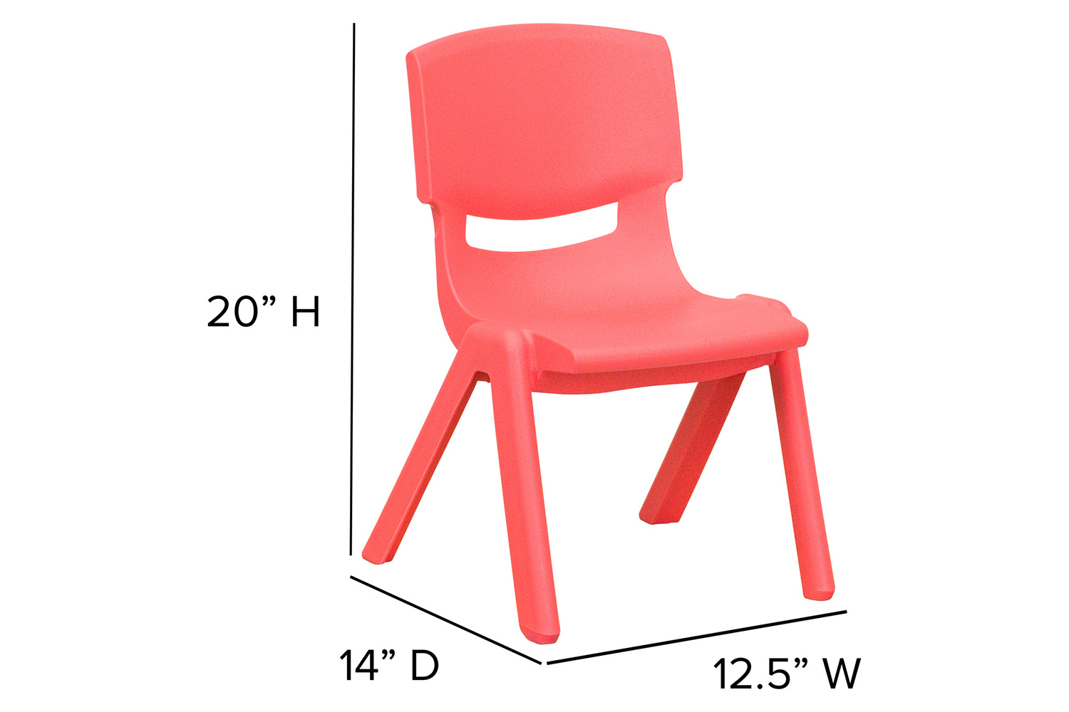 BLNK™ Whitney Plastic Stackable School Chair 2 Pack - Red, 10.5"H Seat