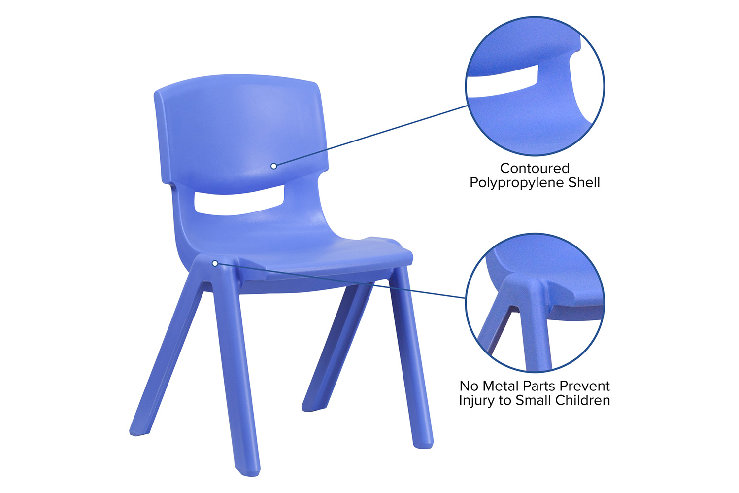 BLNK™ Whitney Plastic Stackable School Chair 2 Pack - Blue, 13.25"H Seat