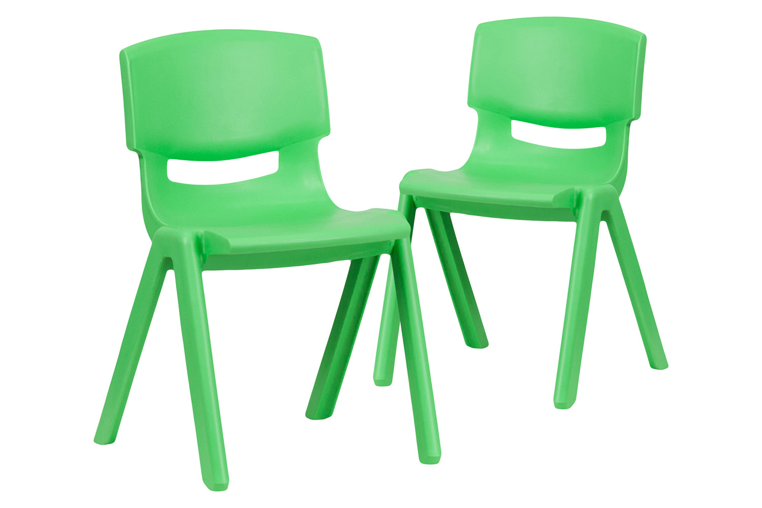 BLNK™ Whitney Plastic Stackable School Chair 2 Pack - Green, 13.25"H Seat