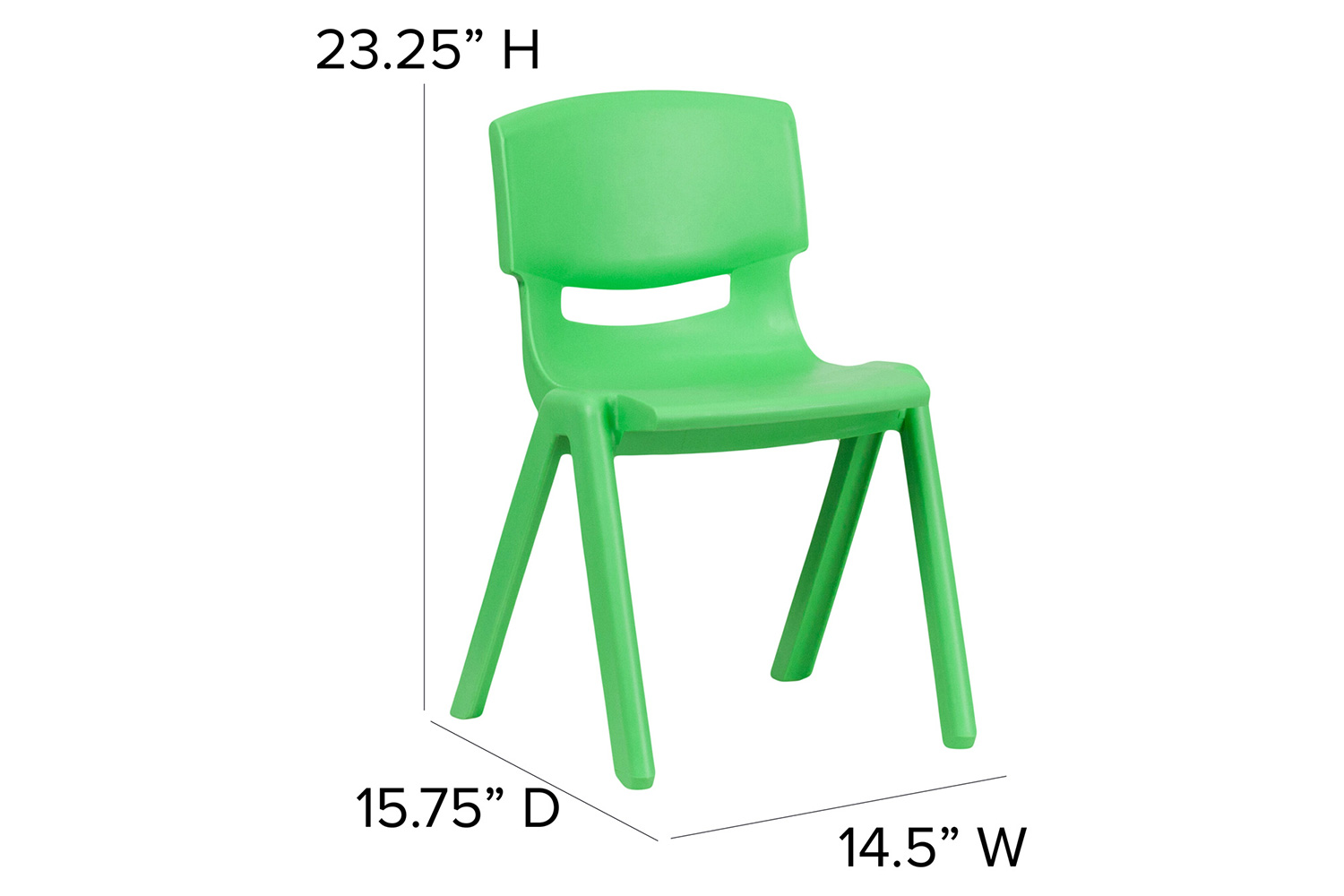 BLNK™ Whitney Plastic Stackable School Chair 2 Pack - Green, 13.25"H Seat