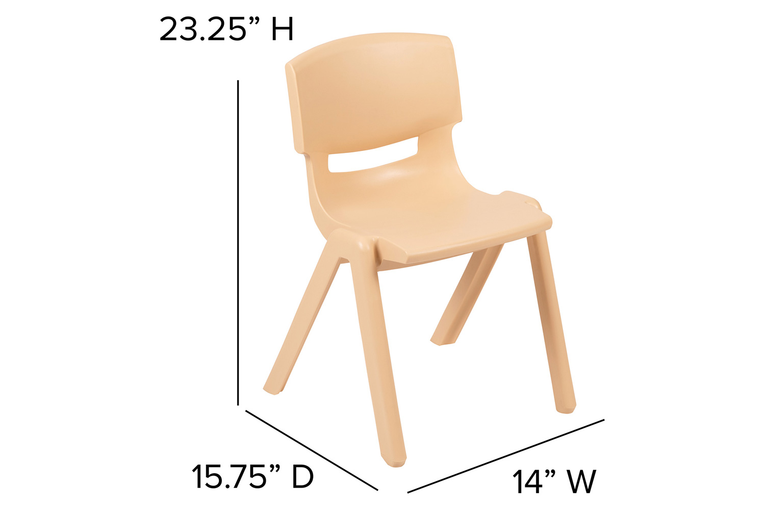 BLNK™ Whitney Plastic Stackable School Chair 2 Pack - Natural, 13.25"H Seat