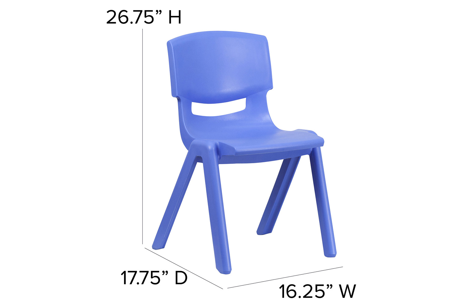 BLNK™ Whitney Plastic Stackable School Chair 2 Pack - Blue, 15.5"H Seat