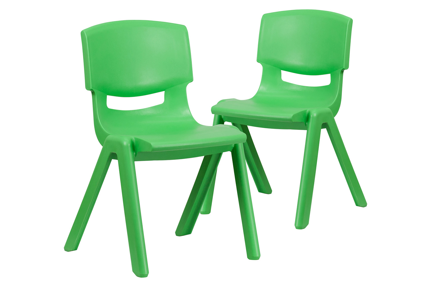 BLNK™ Whitney Plastic Stackable School Chair 2 Pack - Green, 15.5"H Seat