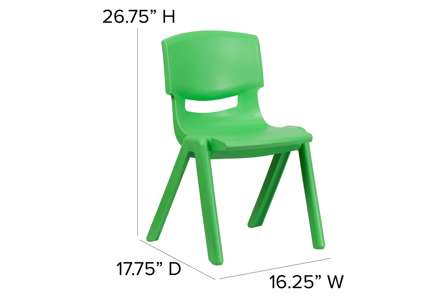 BLNK™ Whitney Plastic Stackable School Chair 2 Pack - Green, 15.5"H Seat