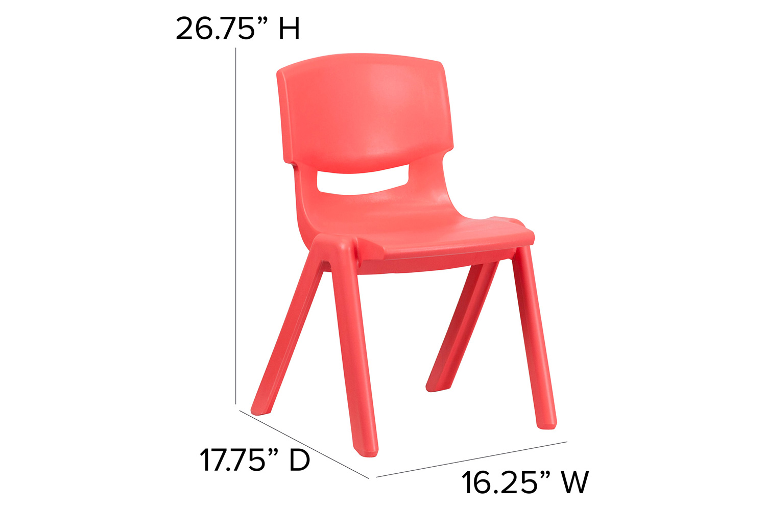 BLNK™ Whitney Plastic Stackable School Chair 2 Pack - Red, 15.5"H Seat