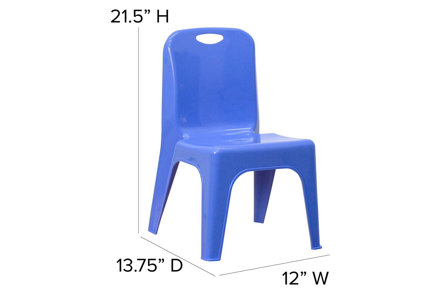 BLNK™ Whitney Plastic Stackable School Chair with Carrying Handle 2 Pack - Blue