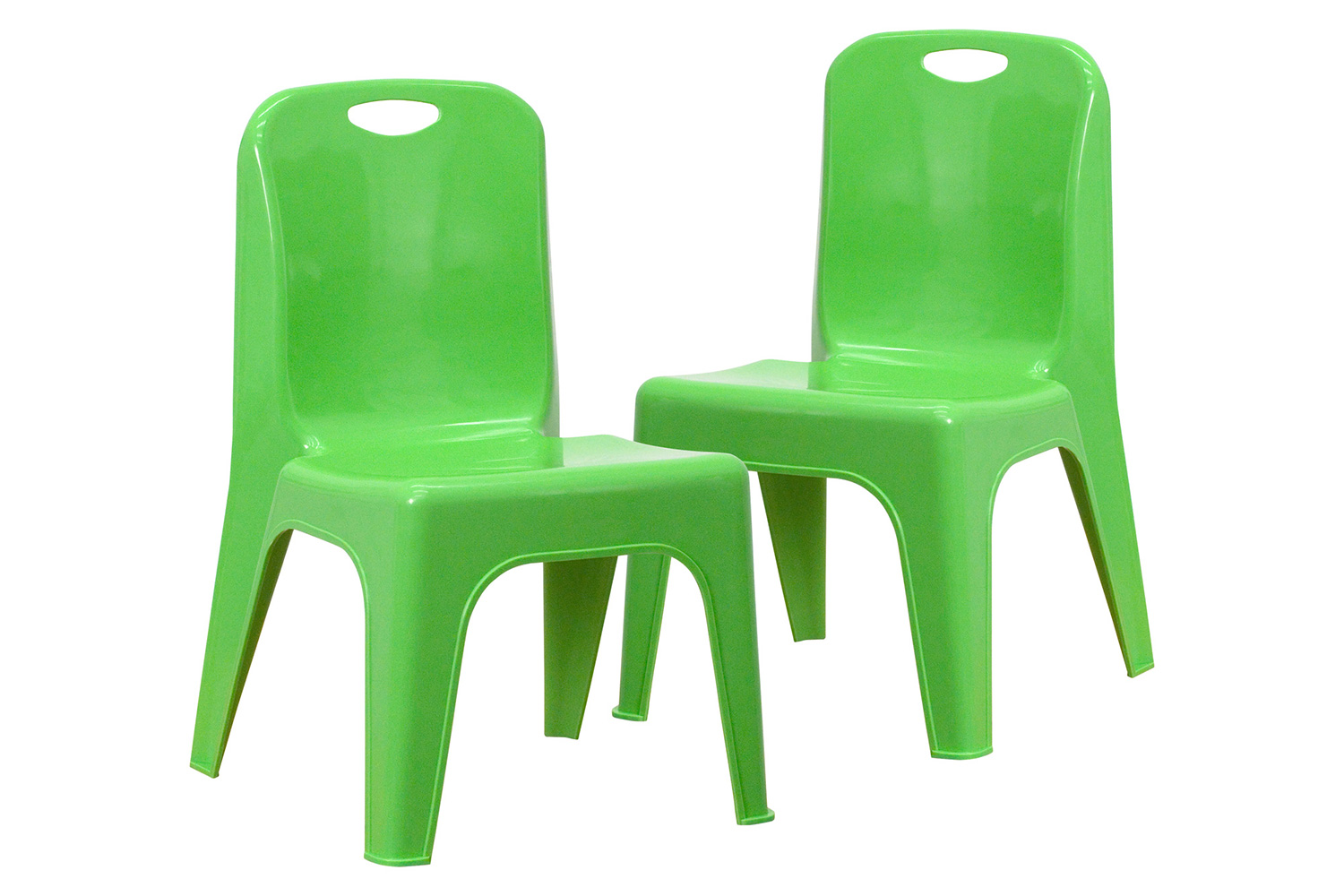 BLNK™ Whitney Plastic Stackable School Chair with Carrying Handle 2 Pack - Green