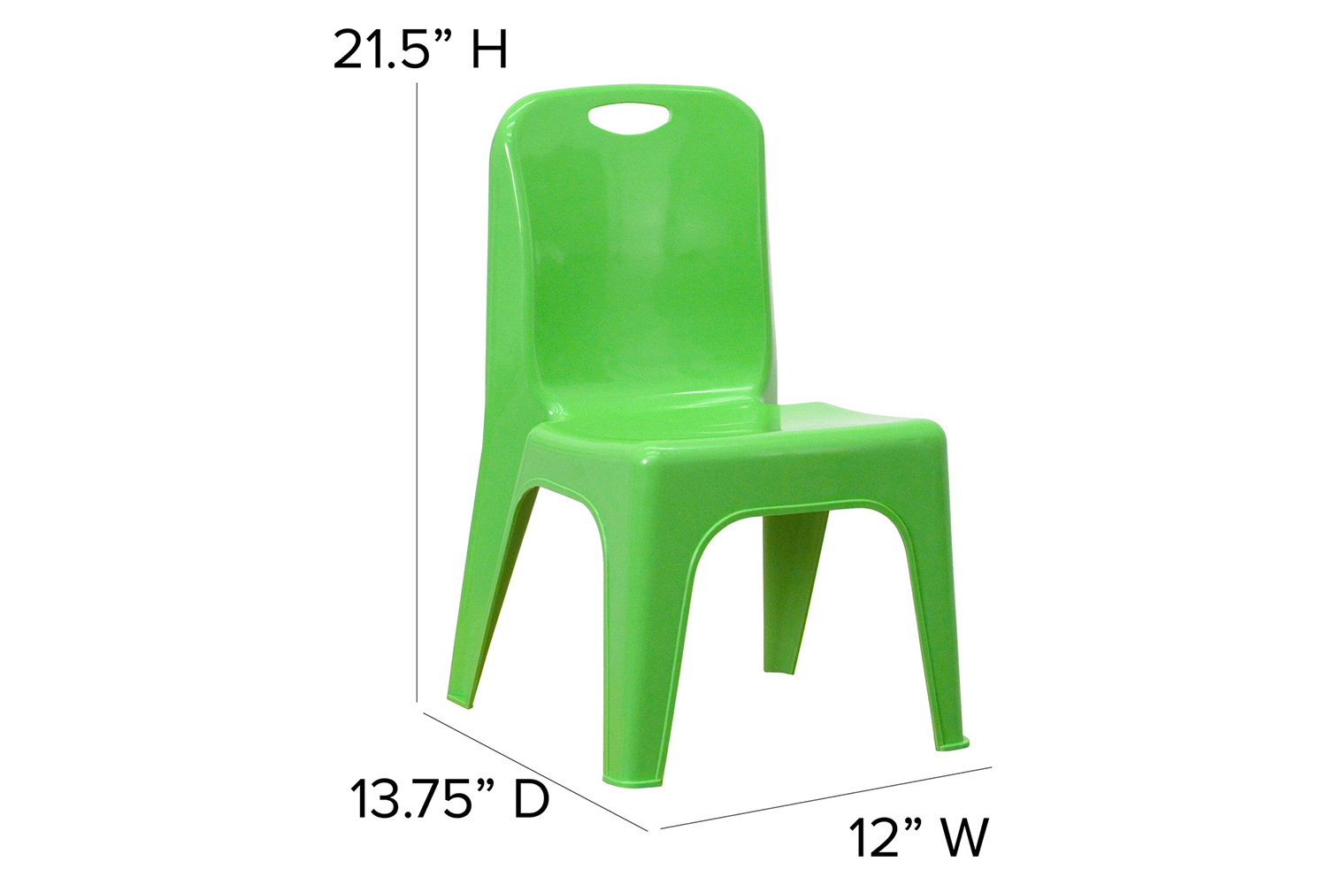 BLNK™ Whitney Plastic Stackable School Chair with Carrying Handle 2 Pack - Green