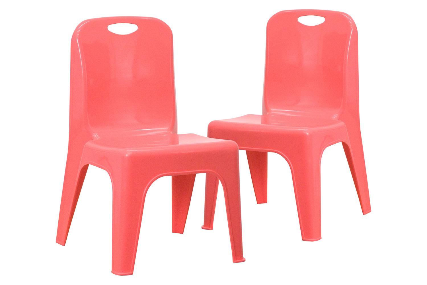 BLNK™ Whitney Plastic Stackable School Chair with Carrying Handle 2 Pack - Red