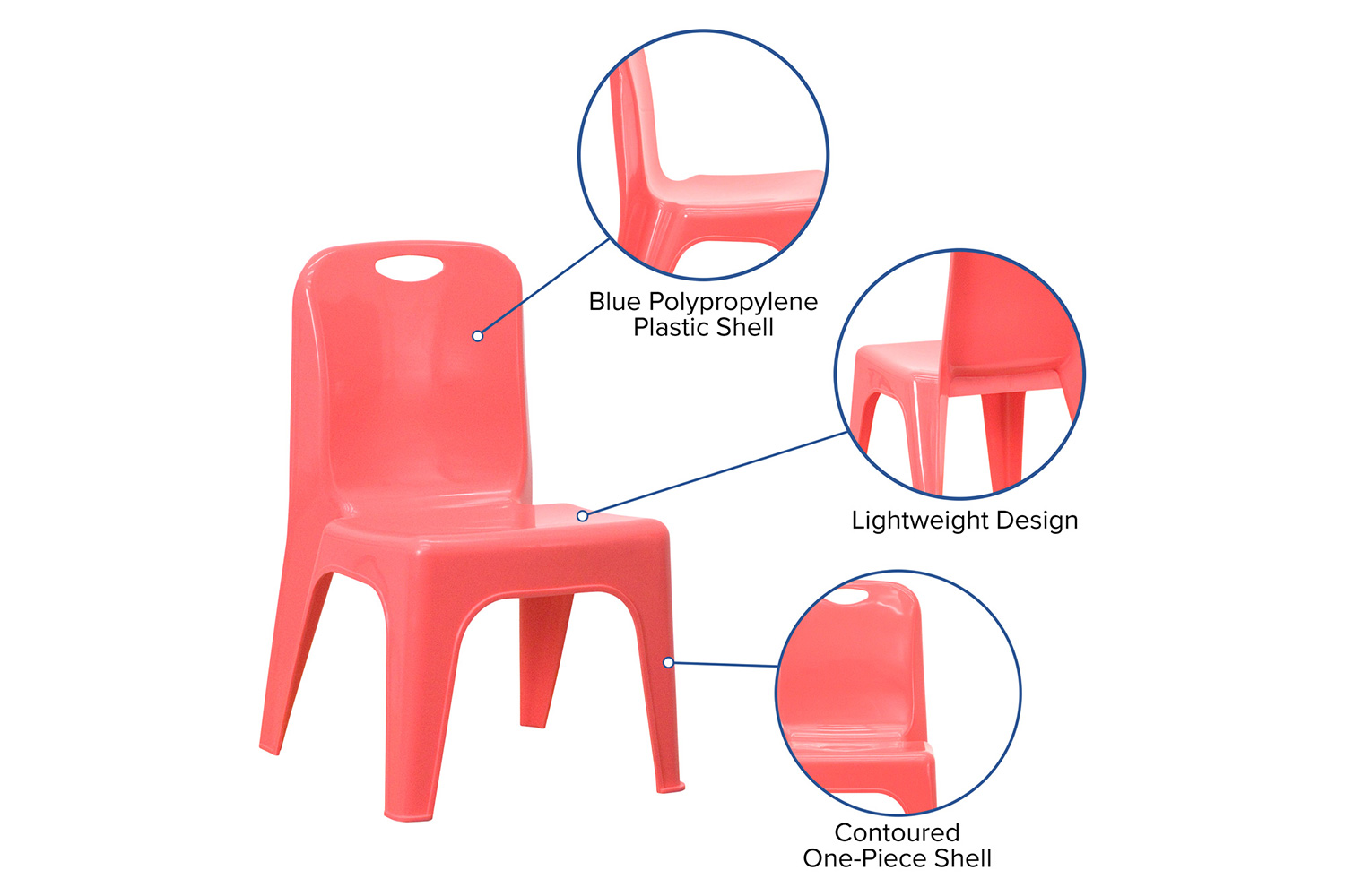 BLNK™ Whitney Plastic Stackable School Chair with Carrying Handle 2 Pack - Red