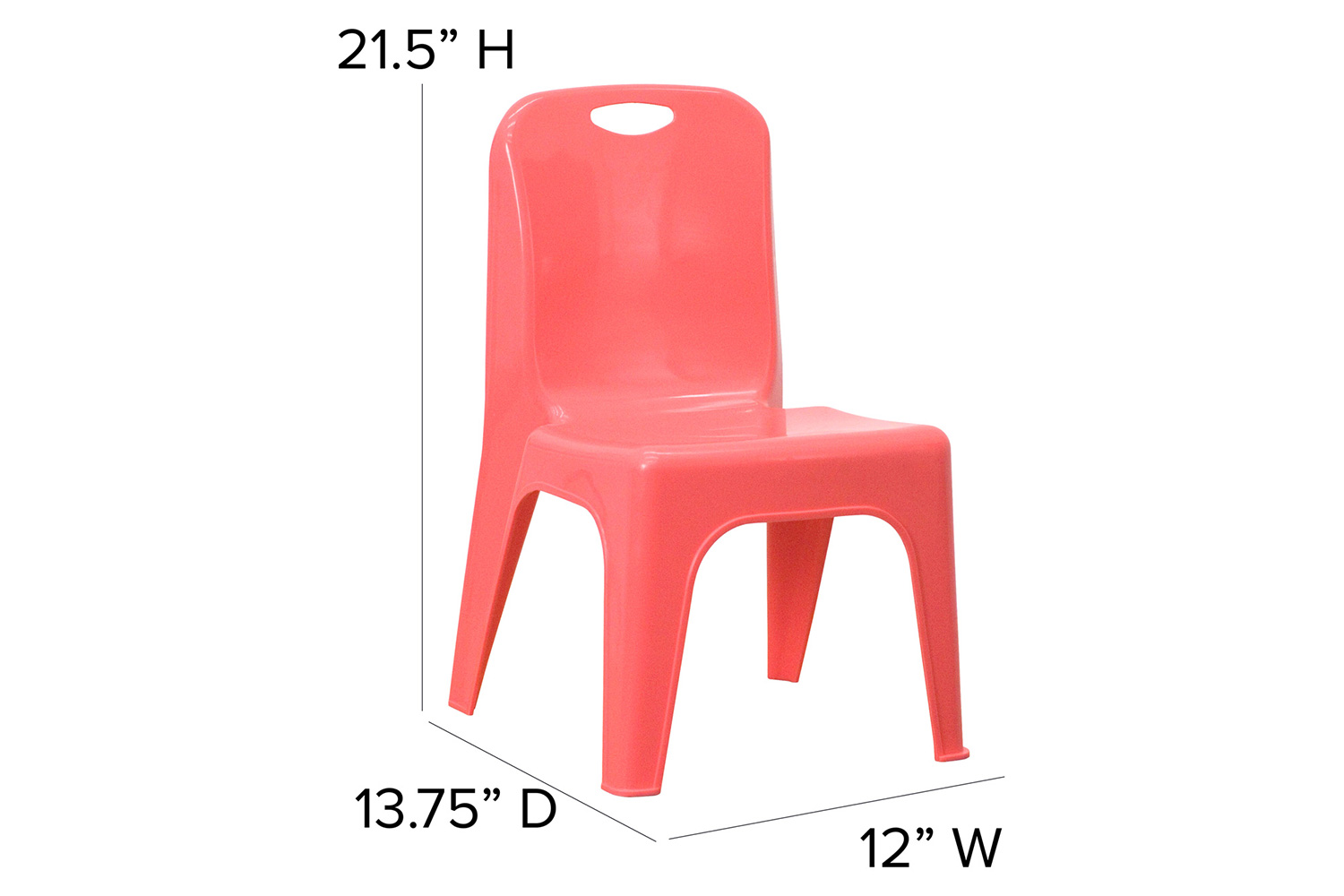 BLNK™ Whitney Plastic Stackable School Chair with Carrying Handle 2 Pack - Red