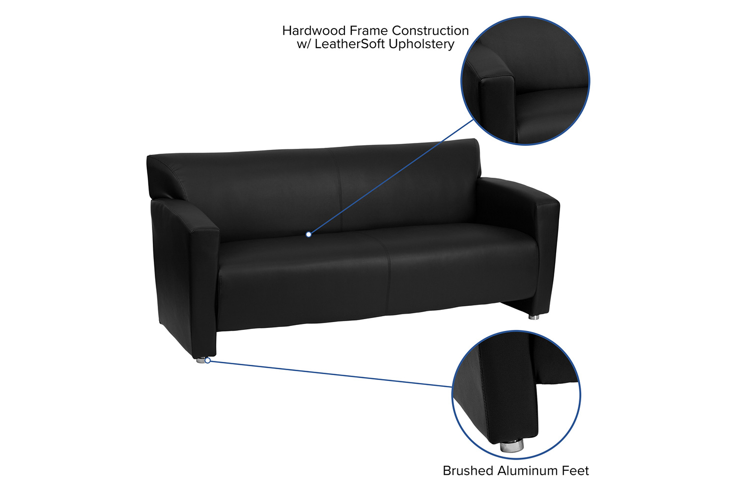 BLNK HERCULES Majesty Series LeatherSoft Sofa - Black