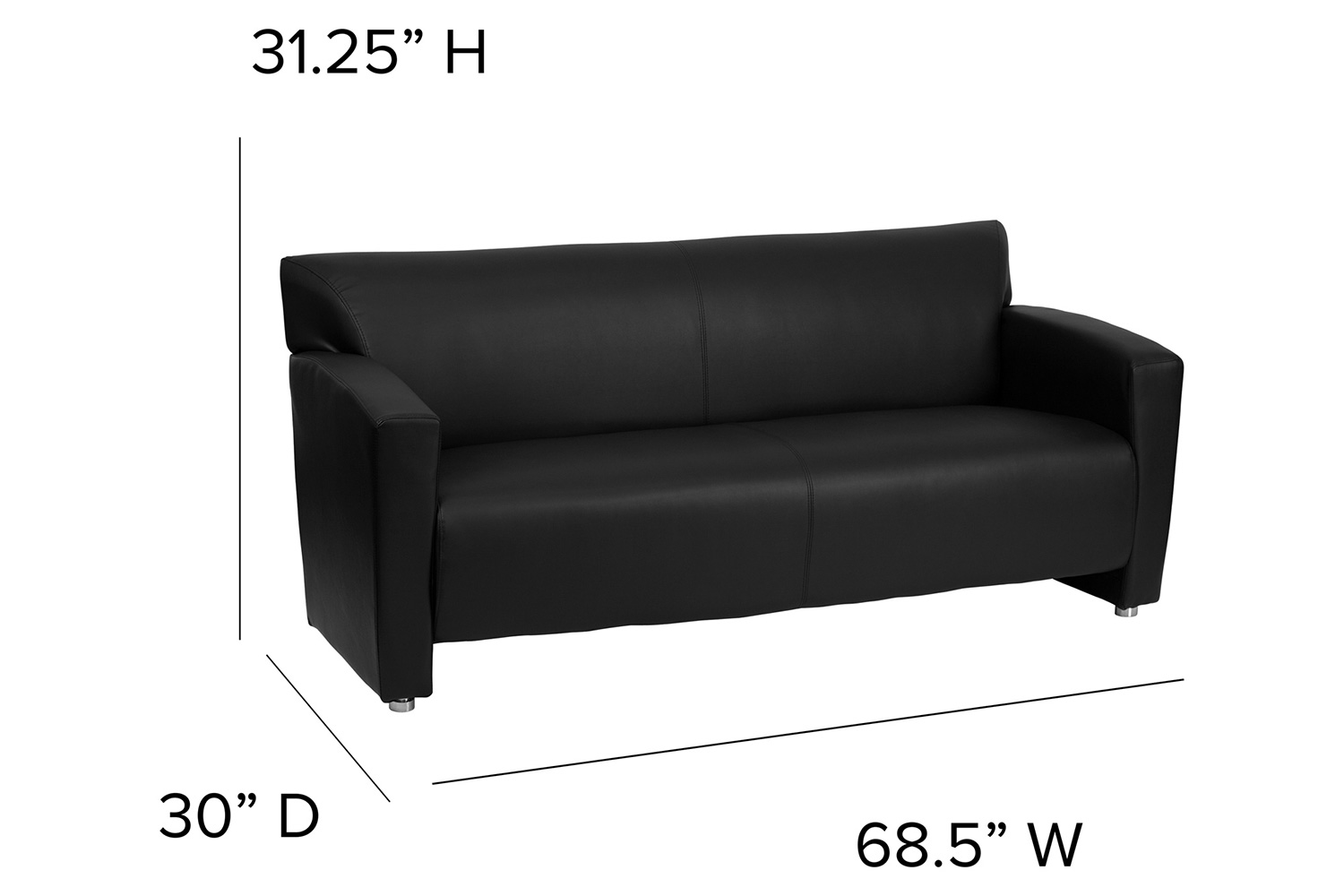 BLNK HERCULES Majesty Series LeatherSoft Sofa - Black