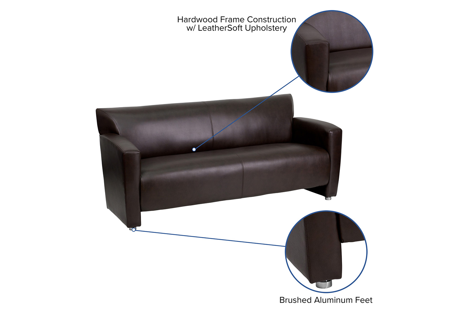 BLNK HERCULES Majesty Series LeatherSoft Sofa - Brown