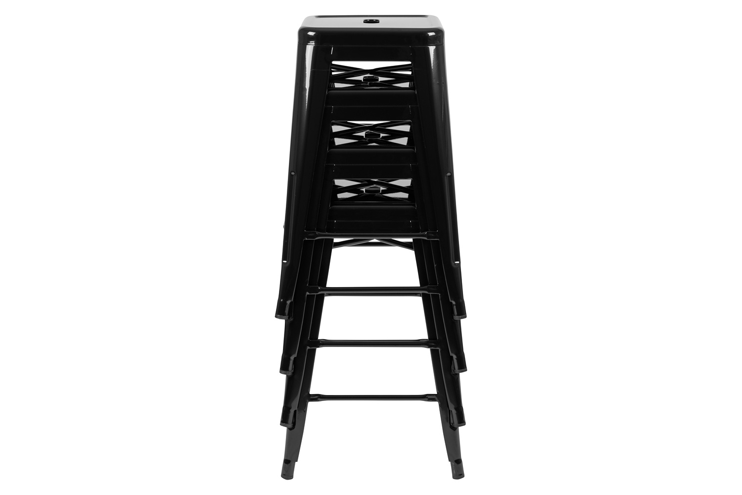 BLNK Cierra Metal Counter-Height Indoor Bar Stool Set of 4 - Black